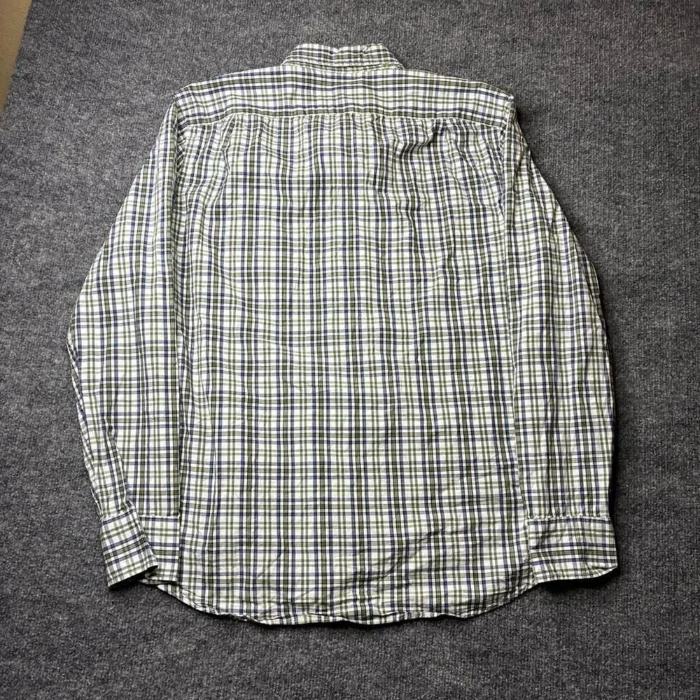 J.Crew Flex Washed Plaid Button Up Shirt Mens Medium Green Blue Classic Fit